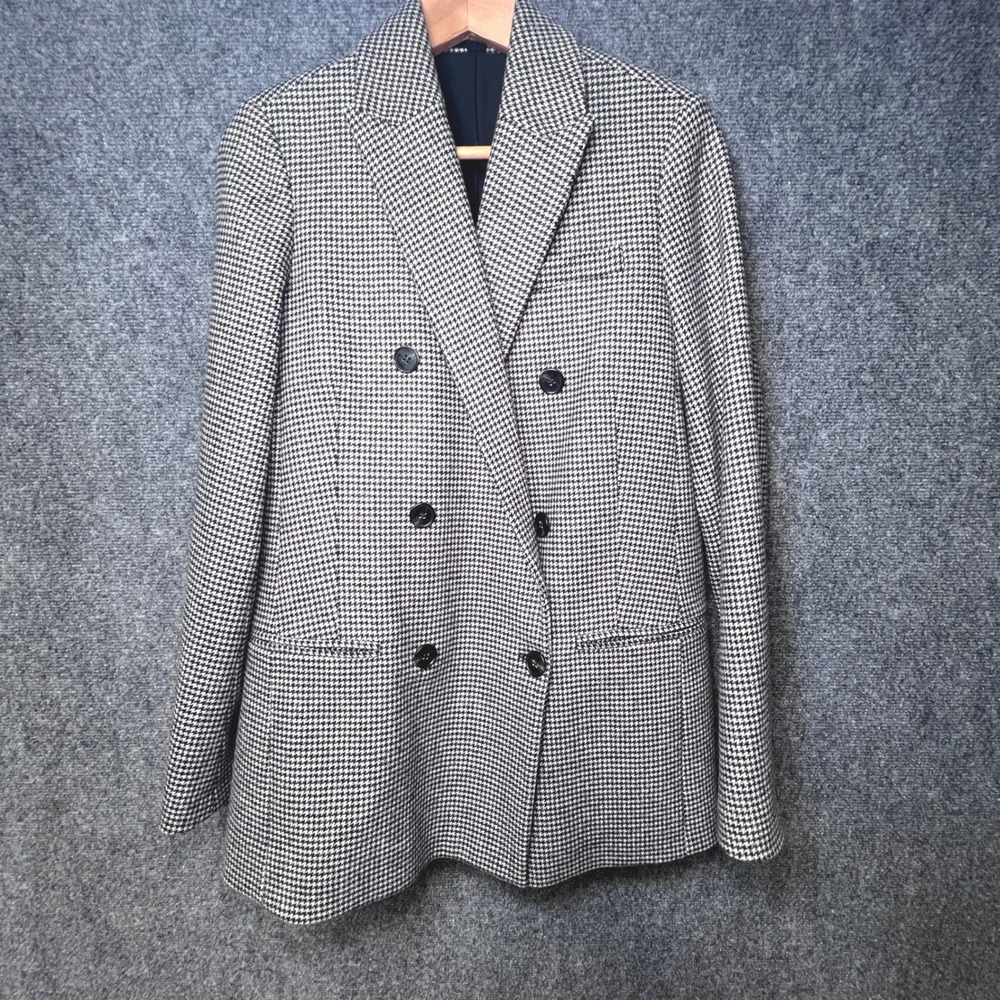 AllSaints Astrid Puppytooth Blazer Wool Blend Double Breasted Italian Cloth 6